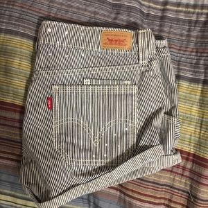 Levi’s railroad striped jean shorts